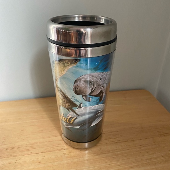 Going Coastal manatee + sea turtle tumbler new unused Ideaman insulated travel - Picture 1 of 4